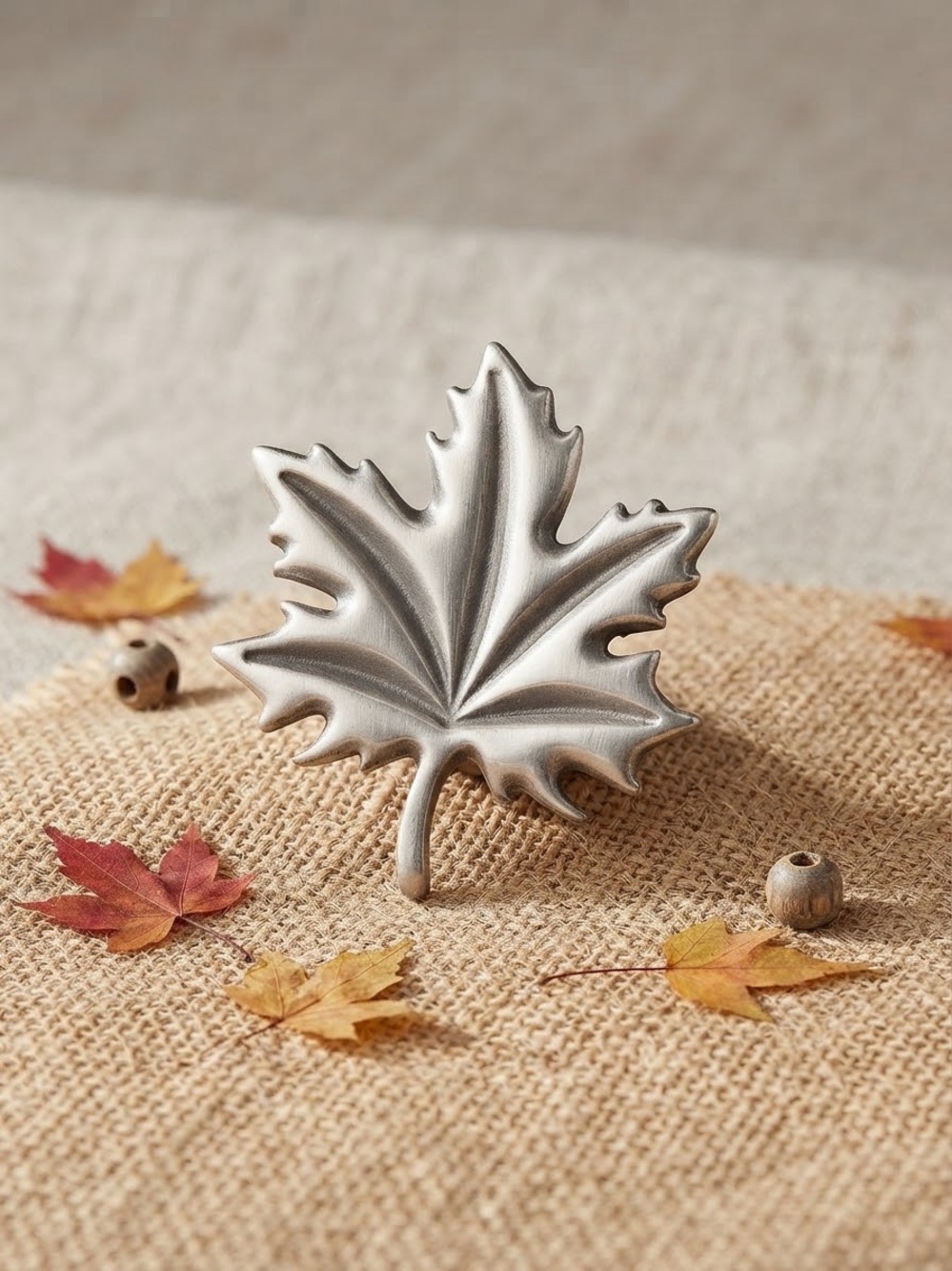 Vintage Signed Frederick Canada Pewter Maple Leaf Brooch Pin Fall Botanic